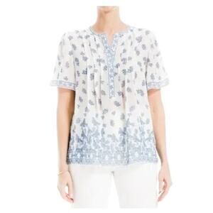 Max Studio women’s NEW blue floral and butterfly pattern blouse XL